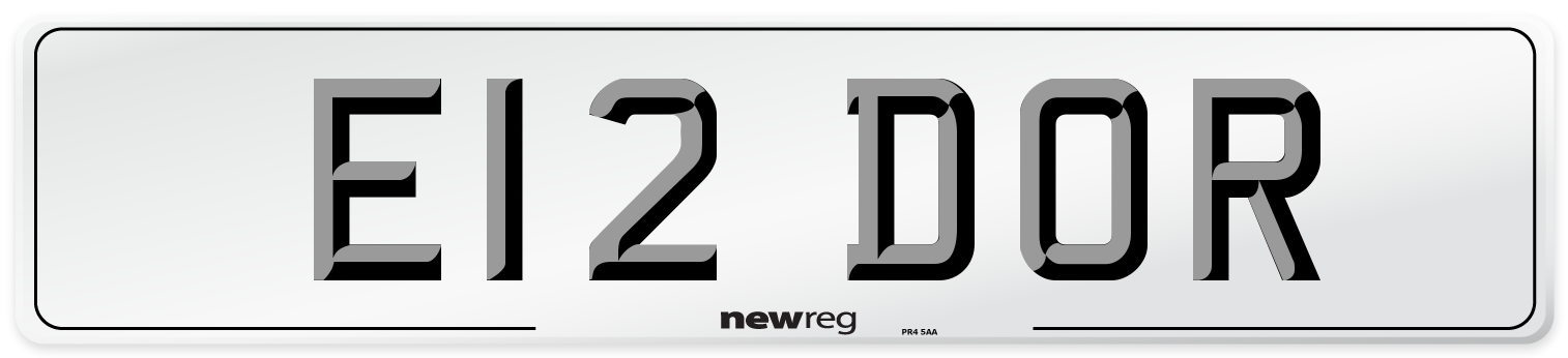 E12 DOR Number Plate from New Reg